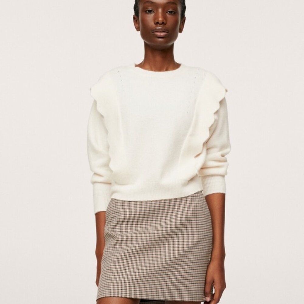 NWOT MANGO Ruffle Knitted Sweater S